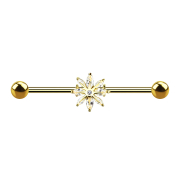 Barbell placcato oro 14k con stella di neve