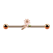 Barbell rose gold with flowers and leaves