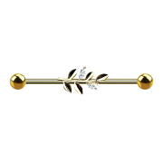 Barbell 14k gold-plated with olive leaf
