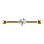 Barbell 14k gold-plated with crystal flower