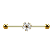 Barbell plaqué or 14k avec fleur en cristal