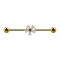 Barbell plaqué or 14k avec fleur en cristal
