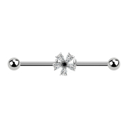 Barbell silver with crystal flower