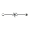 Barbell argent avec fleur en cristal