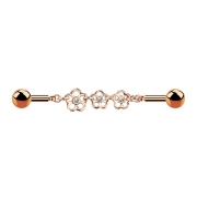 Barbell rose gold chain with three flowers
