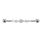 Barbell silver chain with three crystals silver