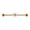Barbell en or 14k avec fleur rose