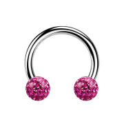 Micro Circular Barbell argent avec deux boules de cristal...