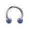 Micro Circular Barbell argent avec deux boules de cristal bleu clair époxy de protection