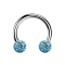 Micro Circular Barbell argent avec deux boules de cristal aqua couche protectrice dépoxy