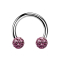 Micro Circular Barbell argent avec deux boules de cristal violet clair couche protectrice dépoxy
