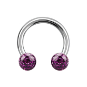 Micro Circular Barbell argent avec deux boules de cristal...