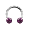 Micro Circular Barbell argent avec deux boules de cristal violet époxy de protection