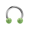 Micro Circular Barbell argent avec deux boules de cristal vert clair couche protectrice dépoxy