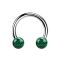 Micro Circular Barbell silver with two crystal balls green epoxy protective layer