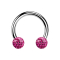 Circular barbell silver with two crystal balls pink epoxy protective layer