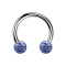 Circular barbell silver with two crystal balls dark blue epoxy protective layer