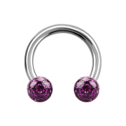 Circular barbell silver with two crystal balls violet...