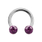 Circular barbell silver with two crystal balls violet epoxy protective layer
