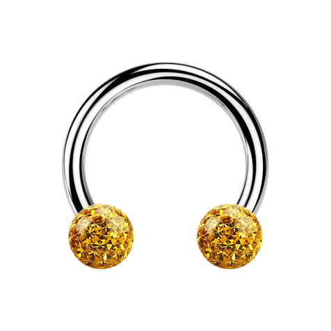 Circular Barbell silber mit zwei Kristallkugeln topaz Epoxy Schutzschicht
