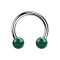 Circular barbell silver with two crystal balls green epoxy protective layer