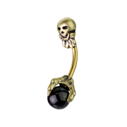 Banana gold-plated skull claw with crystal ball black