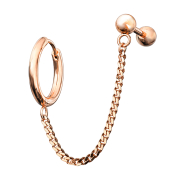Earring rose gold chain micro barbell with ball