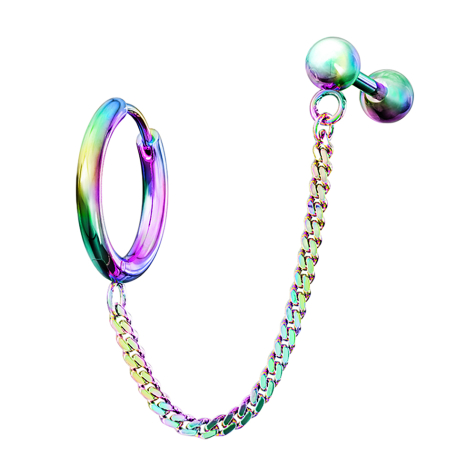 Earring colored chain micro barbell with ball