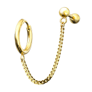 Gold-plated earring chain micro barbell with ball