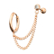 Earring rose gold double chain micro barbell with ball and crystal