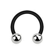 Micro Circular Barbell black with two silver balls