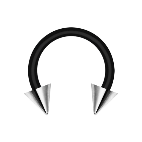 Micro Circular Barbell nero con due coni argento