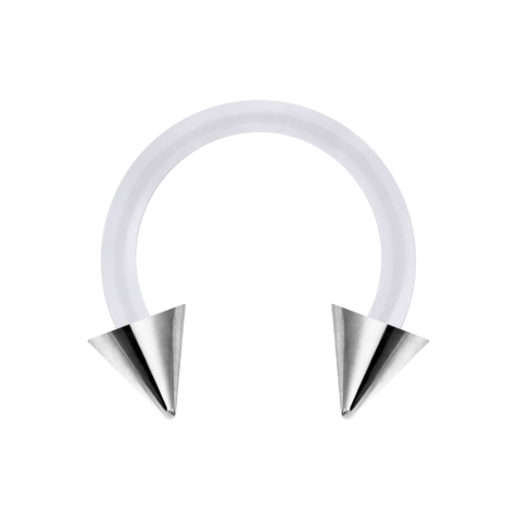 Micro Circular Barbell trasparente con due coni argento