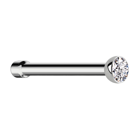 Clous de nez droit argent demi-sphère cristal argent