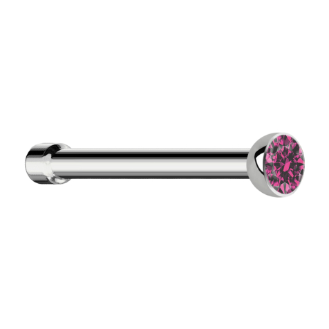Nose stud straight silver with crystal pink