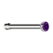 Nose stud straight silver with violet crystal