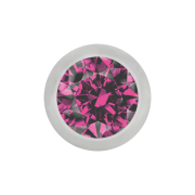 Micro Kugel silber mit Kristall pink