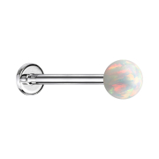 Micro labret argento con sfera bianco opale
