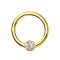Micro segment ring hinged gold-plated with ball crystal silver