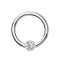 Micro segment ring hinged silver with ball crystal silver