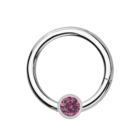 Anello a micro segmenti con cerniera in argento e cristallo a sfera rosa