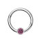 Micro segment ring hinged silver with ball crystal pink