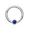 Micro segment ring hinged silver with ball crystal dark blue