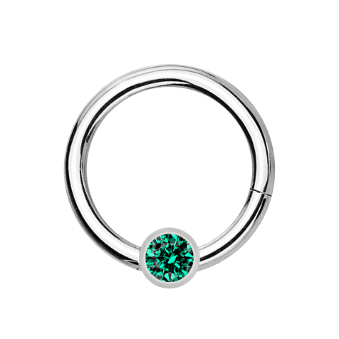 Micro anneau segment pliable argent avec boule cristal turquoise