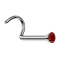 Curved silver nose stud with red crystal