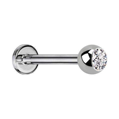 Micro labret silver with ball and crystal silver