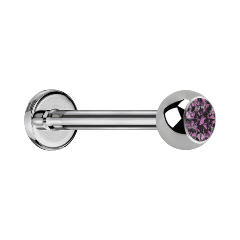 Micro labret silver with ball and crystal light violet