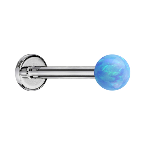 Micro Labret silber mit Kugel Opal hellblau