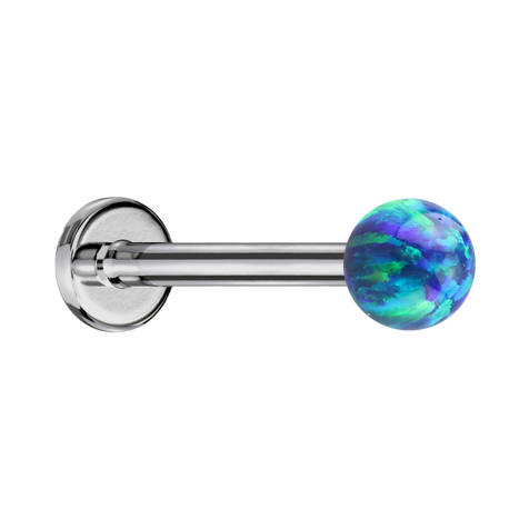 Micro labret argento con sfera blu opalino