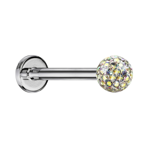 Micro labret silver with multicolor crystal ball and epoxy protective layer